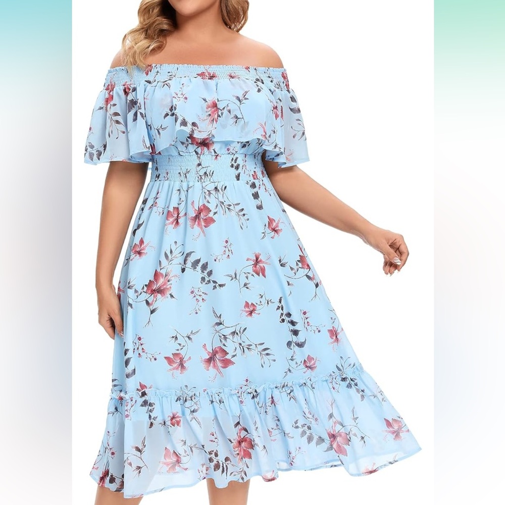 Romantic blue floral dress 16